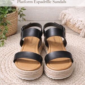 torrid Black Platform Espadrille Sandals with Braided Sole